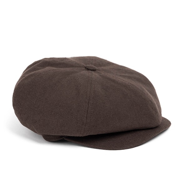 LINEN-COTTON NEWSBOY CAP (brown)