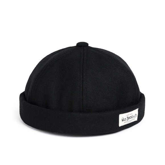 MELTON WOOL BRIMLESS CAP (black)