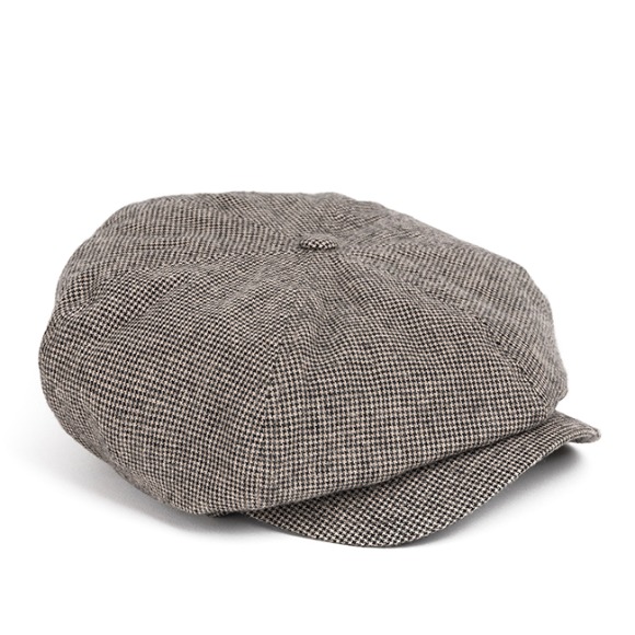 FINE HOUNDSTOOTH NEWSBOY CAP (light grey)